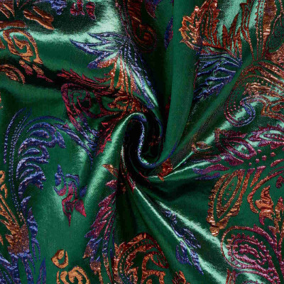 Jacquard Stof Multicolour Paisley Groen