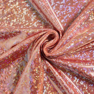 Glitterstof Lycra 4-way Stretch Hologram Oranje