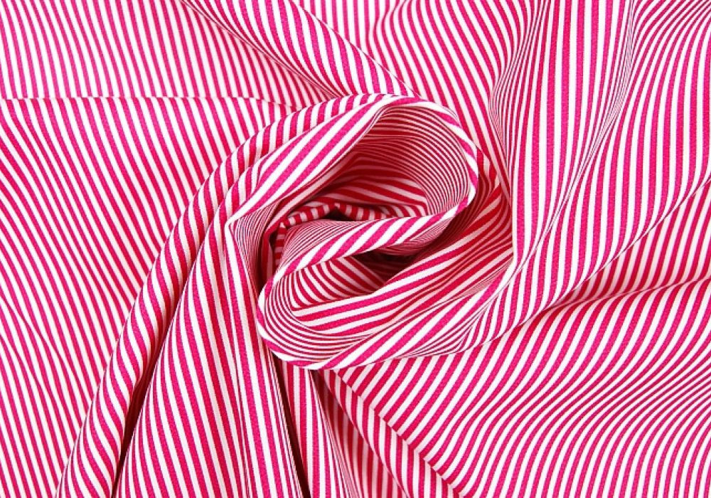 Streepjes Stof Fuchsia Roze Wit 2mm