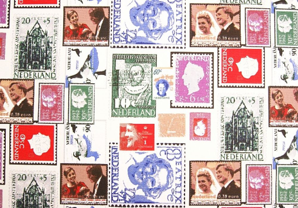Decoratiestof Postzegels Koninklijk Huis