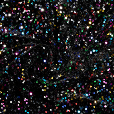 Paillettenstof Zwart - Velvet Multicolour
