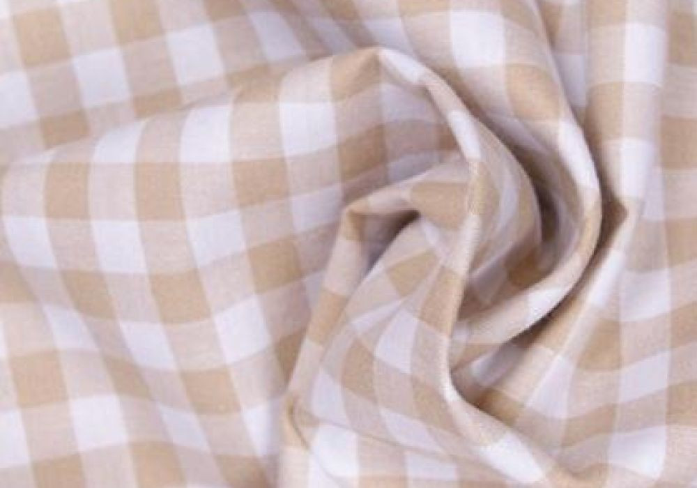 ruitjes stof boerenbont beige wit ruit 10mm