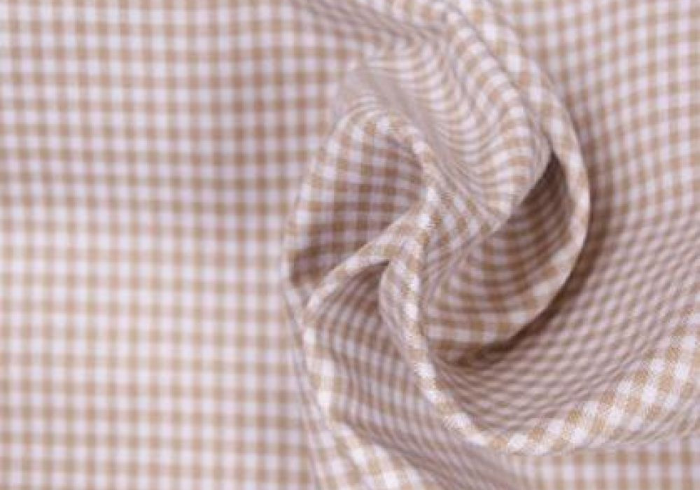 Boerenbont Ruitjes Stof Beige Wit 2mm