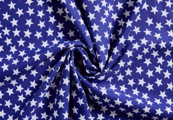 Blauwe stof met witte sterren