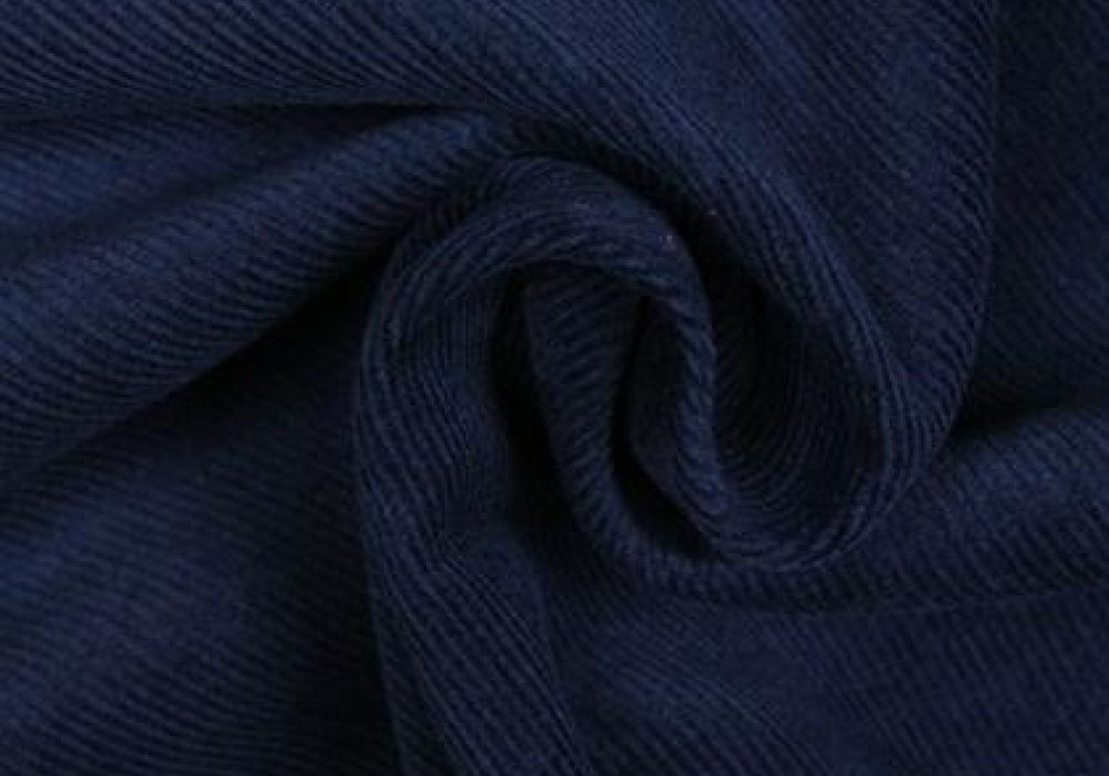 Ribcord donker-blauw stretch