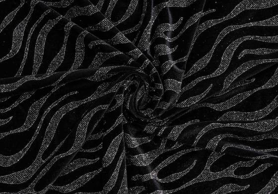 stof fluweel velvet stretch zwart zilver