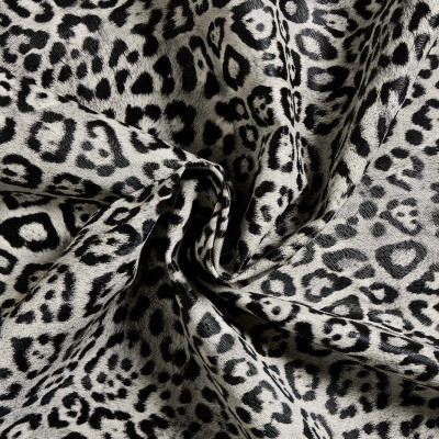 Kunstleer Panterprint Lichtgrijs