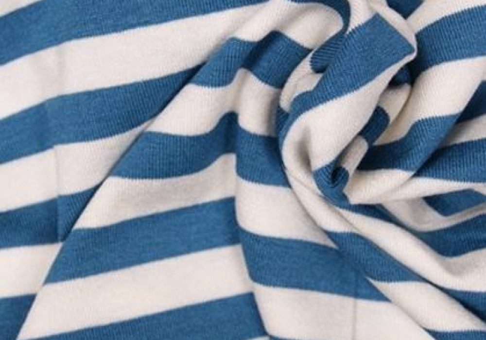 Strepen tricot denim/wit