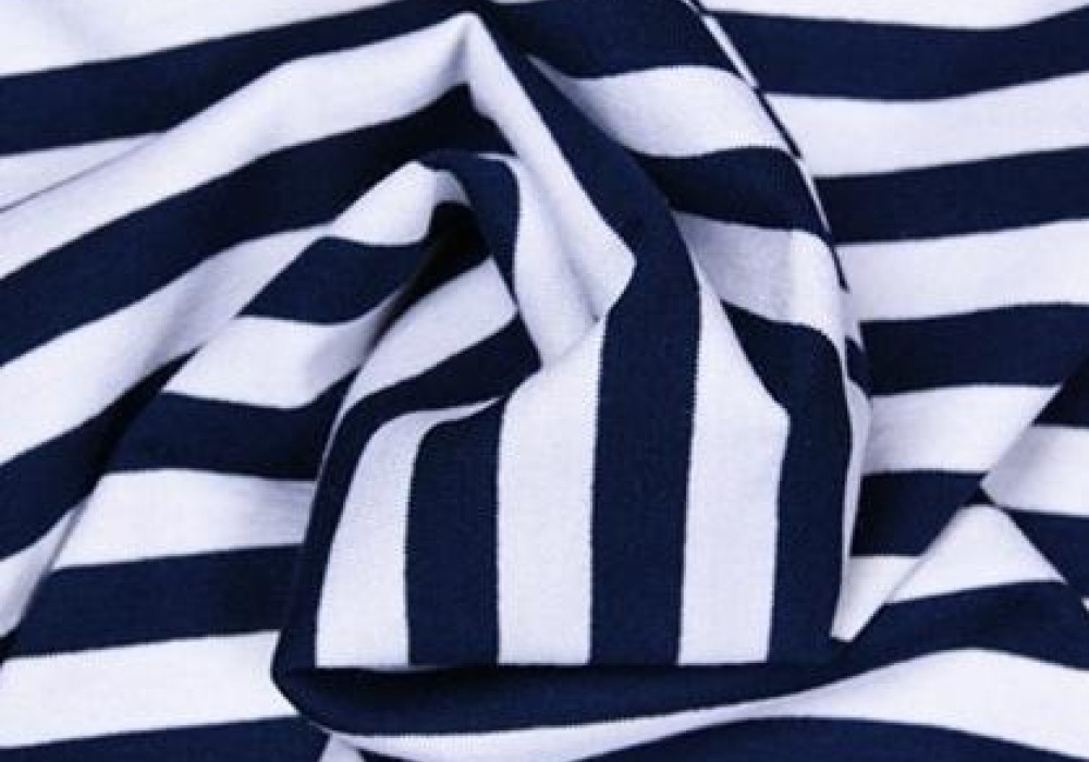 Strepen tricot blauw/wit 10mm