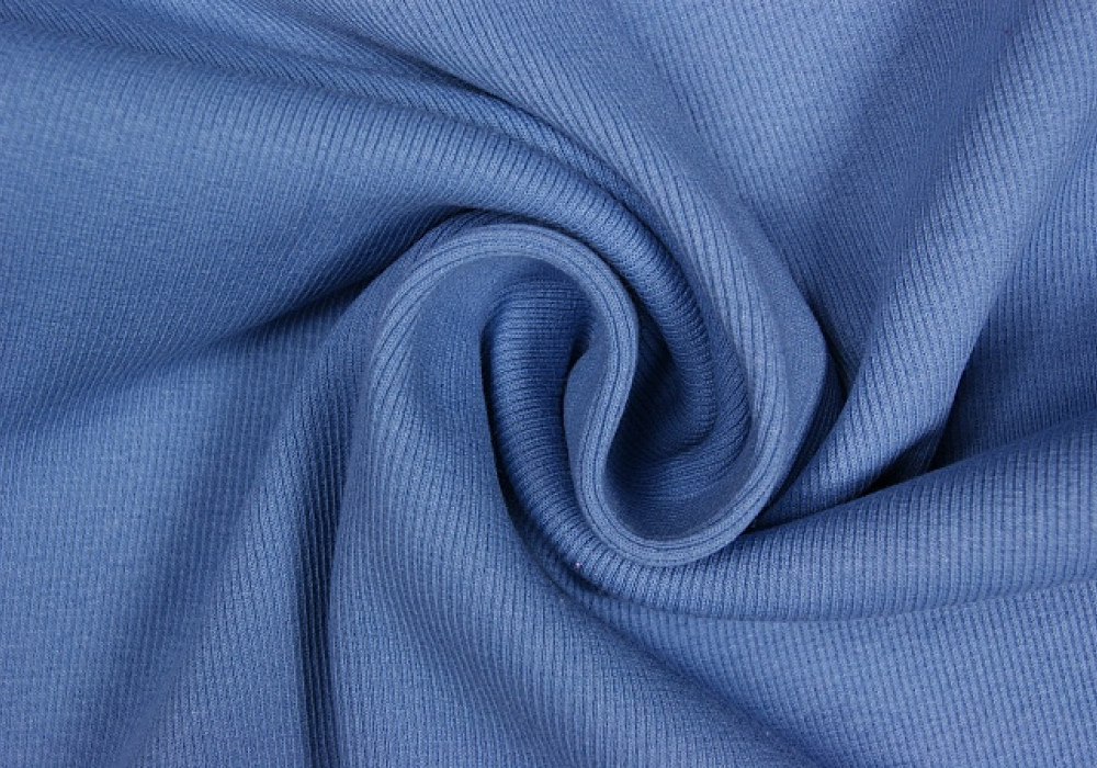 Boordstof tricot rib denim smal