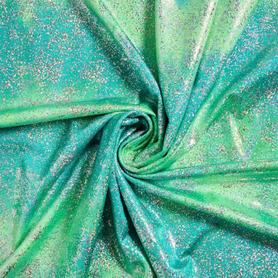Glitterstof Lycra 4-Way Stretch - Tie-Dye Blauw Groen