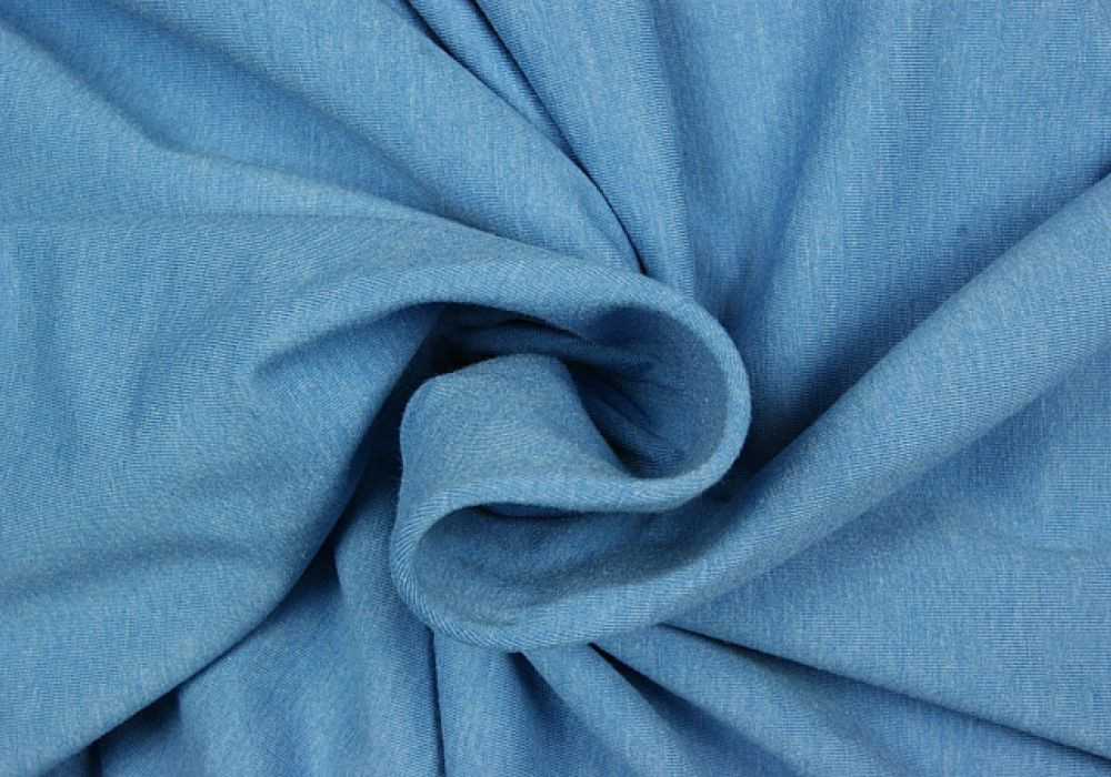 Uni tricot katoen melee denim lichtblauw