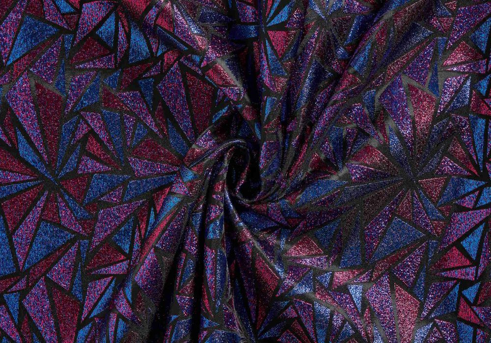 jacquard glitter stof paars blauw driehoek