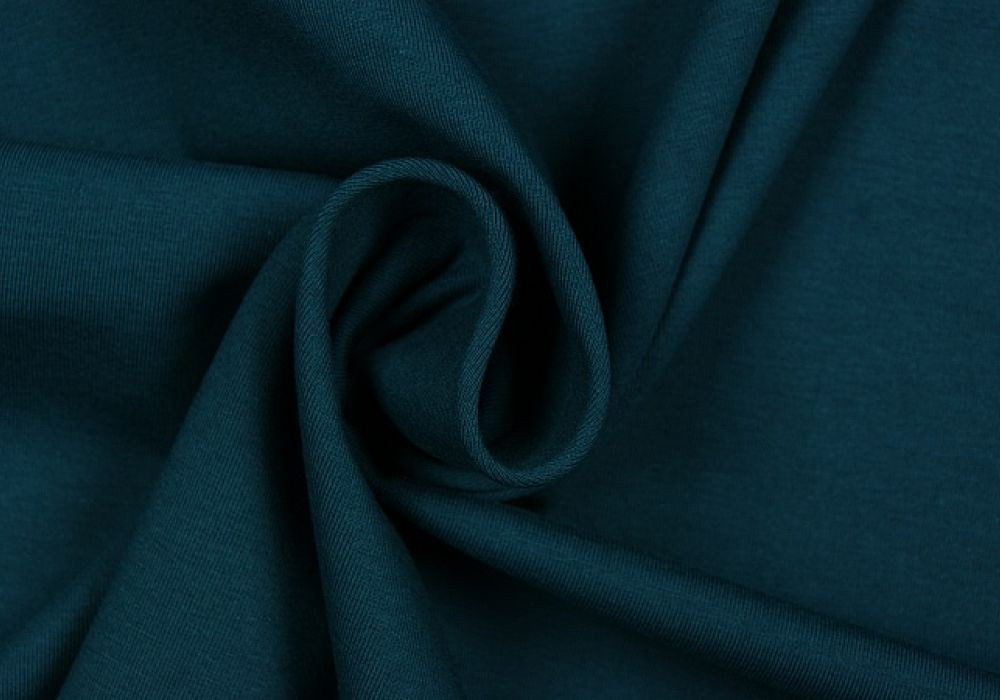 Uni tricot katoen blauw petrol donker