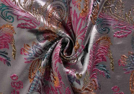 Jacquard Brokaat stof roze glans