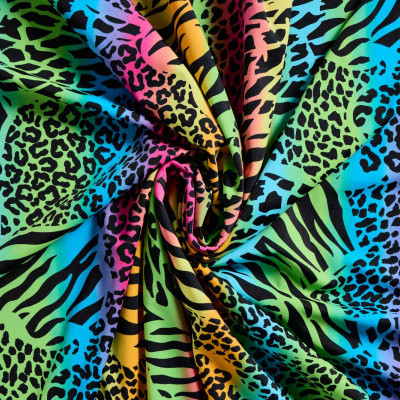 Lycra 4-Way Stretch Animal Regenboog