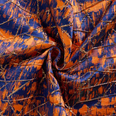 Jacquard Stof Modern Paars Oranje Goud