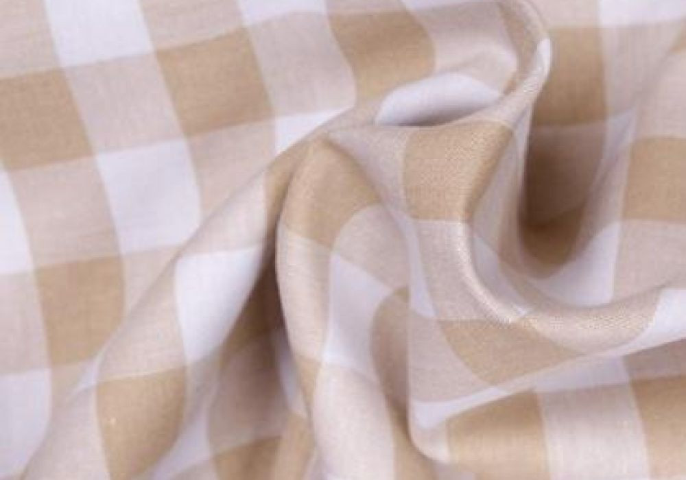 Boerenbont Ruitjes stof beige wit 20mm