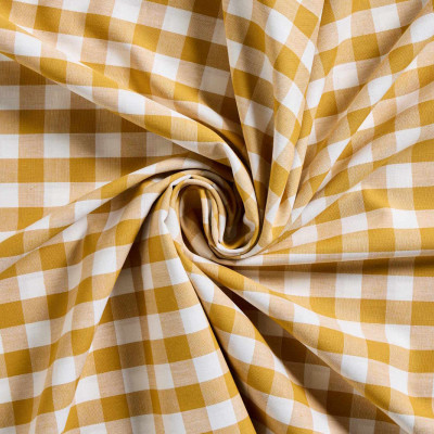 Boerenbont Ruitjes Okergeel Wit 20 mm