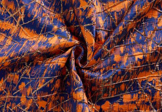 jacquard stof goud paars oranje