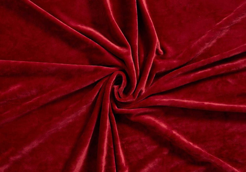 Velvet Stof met Stretch - Rood