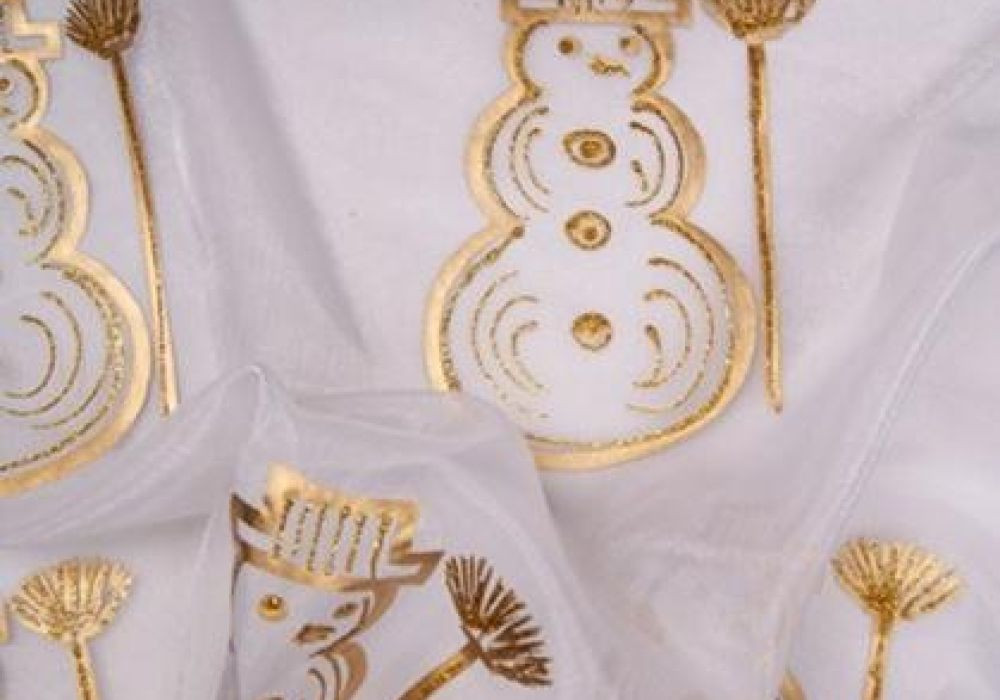Kerststof organza goud