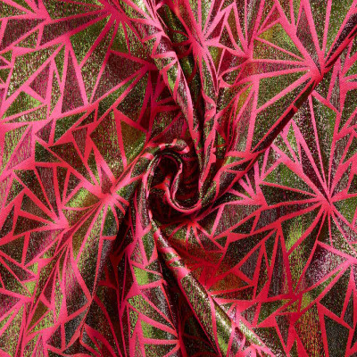 Jacquard Stof Driehoek Roze Geel