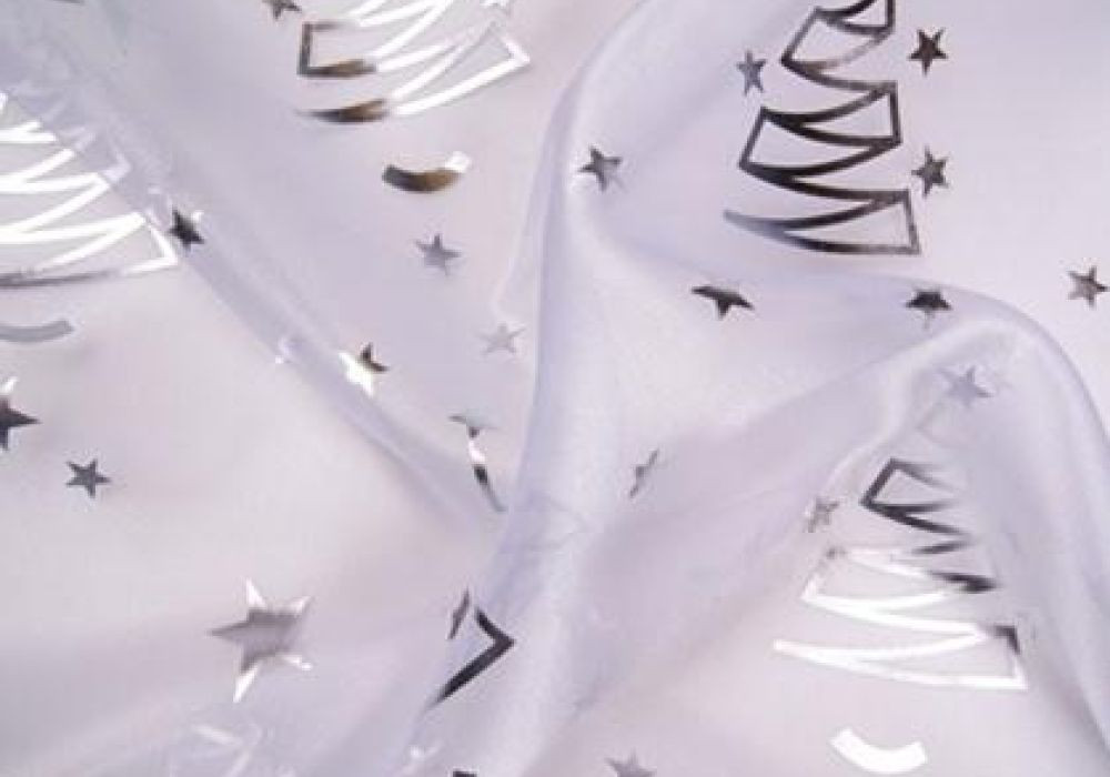 Kerststof organza zilver