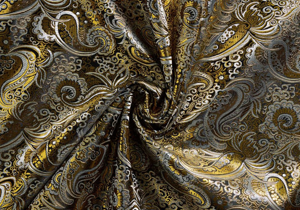 Jacquard Stof Goud Zwart (brokaat)