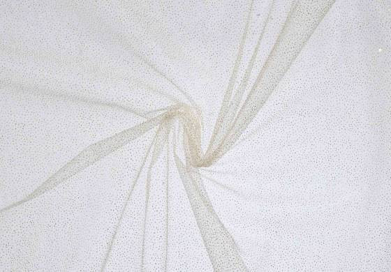 Tule met glitter goud ecru