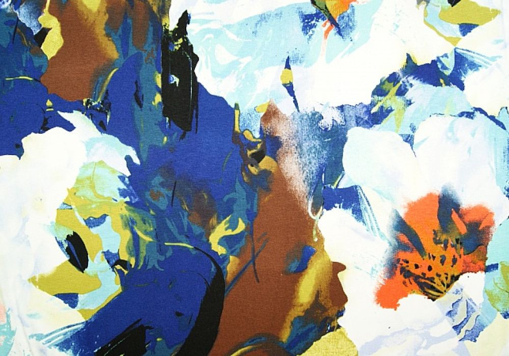 Fantasieprint tricot grote bloem