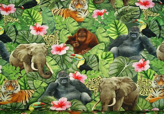 Digitale fotoprint tricot wilde dieren en planten