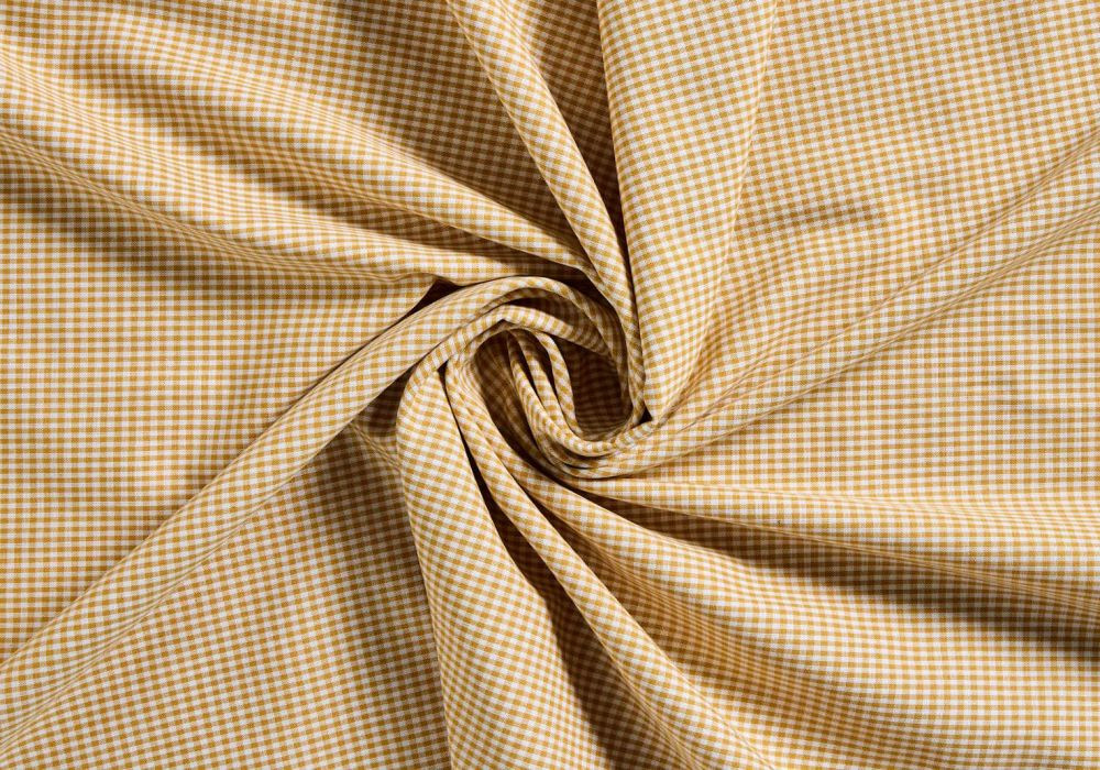 boerenbont ruitjes stof 2mm okergeel wit