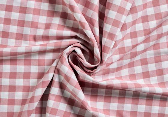 Boerenbont Stof met Ruitjes Oudroze Wit 20 mm