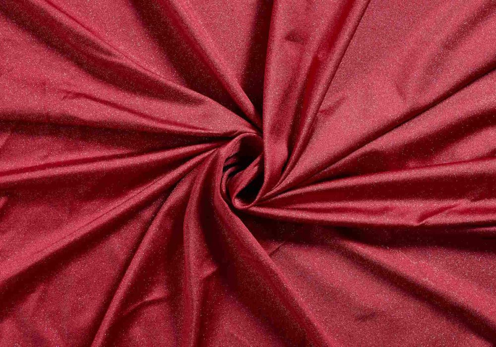 lycra stof met stretch en glitters - rood