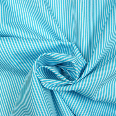 Boerenbont Streepjes Aqua Blauw Wit 2mm