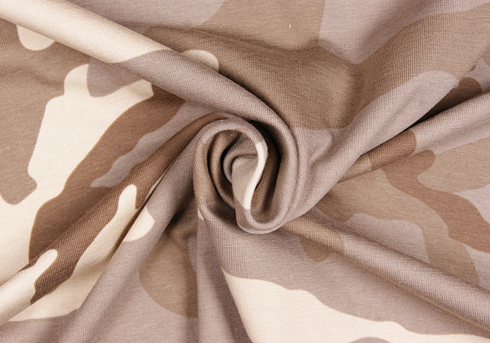 Camouflageprint tricot katoen beige